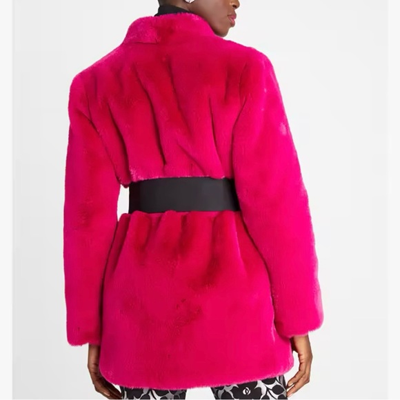 kate spade ♠️- $568 Bow-waist Faux Fur Coat in, “Rosa Plum”, Size Medium, NWT - Picture 6 of 16